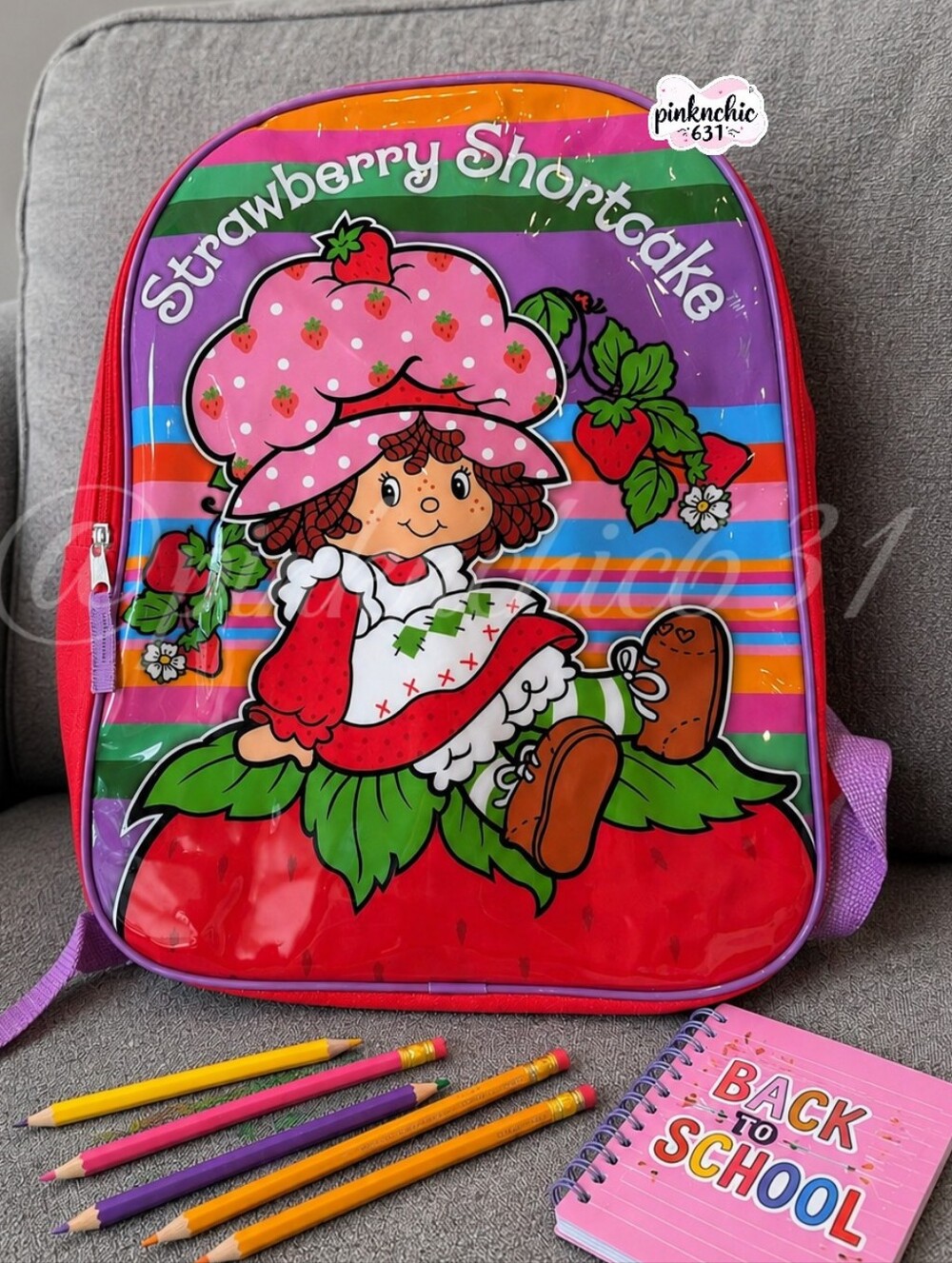 Strawberry Shortcake Retro Rainbow Backpack Back To School - Picture 2 of 3